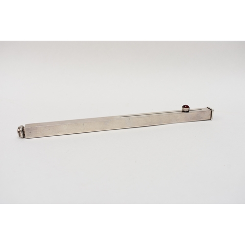 8043 - A silver 7 inch ruler with integral propelling wax and pencil set with unengraved seal top, extendin... 