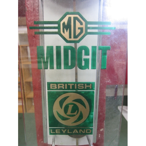 7062 - A Westclox battery movement wall clock with added hand-painted MG Midget, British Leyland detailing