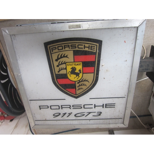 7076 - A Light-up advertising box 51.5cm x 51.5cm with bracket, Porsche 911 GT3 details. DTI FAILURE:  Plea... 
