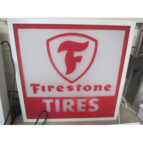7078 - A Light-up advertising box with Firestone Tyres detailing.  58.5cm x 58.5cm.  DTI FAILURE:  Please s... 