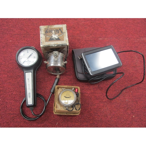 7096 - A Tomtom sat nav, Smiths vacuum tester, Pifco volt meter and a boxed vintage volt meter