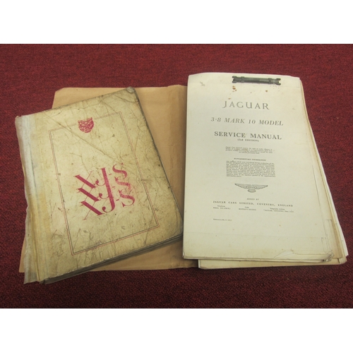 7109 - A 1978 Jaguar XJS manual and a folder containing Jaguar MK10 manual sections