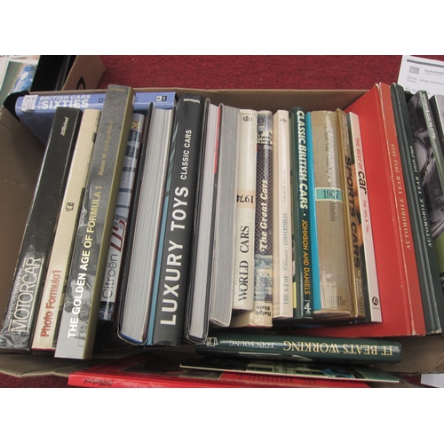 7114 - A box of books including Photo Formula One, Luxury Toys Classic Cars, Classic British cars and Briti... 