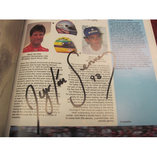 7116 - A 1993 Silverstone British Grand Prix programme bearing Ayrton Senna signature on page 35 along with... 