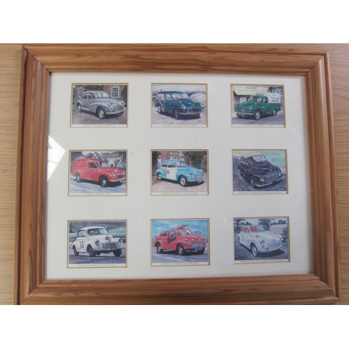 7071 - A framed and glazed 'Fifty Years 1948-1998' Morris Minor cards and an unframed print 'The Morris Min... 
