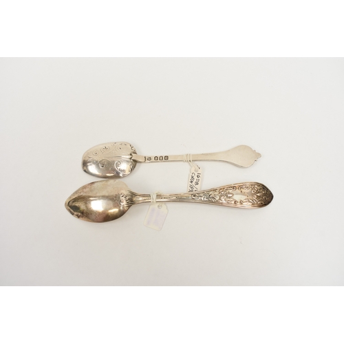 8038 - A Thomas Bradbury and Sons silver lace back trefid spoon with London Britannia Standard mark dating ... 