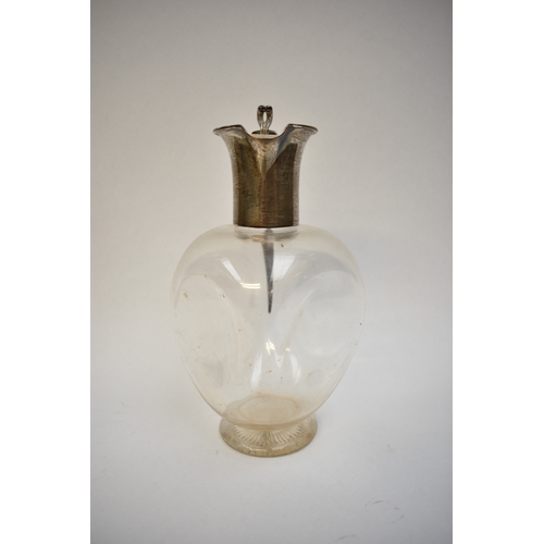 8001 - A John Grinsell & Sons silver claret jug, globular form with scrolled handle, London 1899, 22cm tall... 