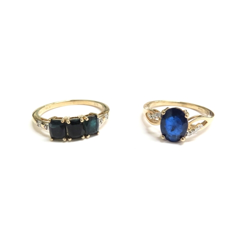 7270 - Two 9ct gold rings including teal grandiderite and white zircon, size P/Q and Santorinita and  diamo... 