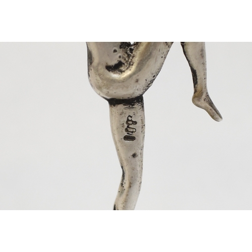 8016 - A pair of miniature female form candle holders stamped 800, 11cm tall