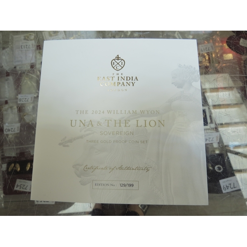 7367 - An East India Company London 'The 2024 William Wyon Una and the Lion' sovereign three gold proof coi... 