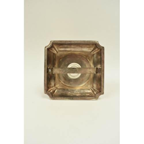8015 - A Carrington & Co silver inkwell with C.J initial to top, presentation inscription to front stating ... 