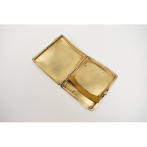 8045 - A Deakin & Francis silver and enamel pictorial cigarette case with image of Jockey and Lady in flowi... 