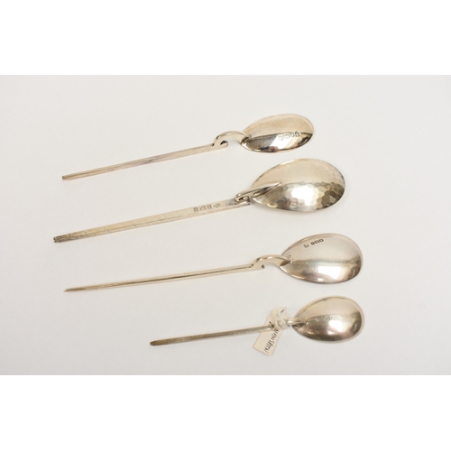 5074 - An Albert Edward Jones silver Roman style spoon, lightly hammered decoration, etched to bowl PX?, Bi... 