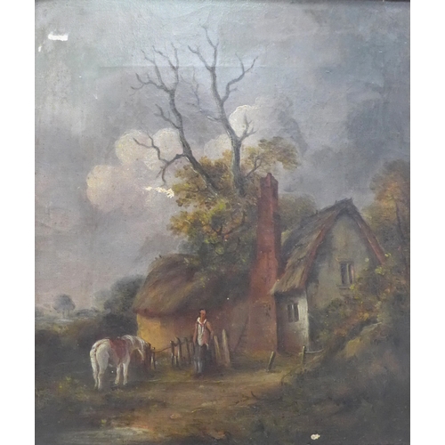 1056 - In the manner of Thomas Smythe - a 19th Century country life scene depicting a traveller with horse ... 