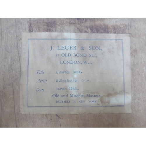 1060 - WILLIAM EGGINGTON (XIX/XX) A framed and glazed watercolour - 'A Devon Lane', Signed bottom left. J.L... 