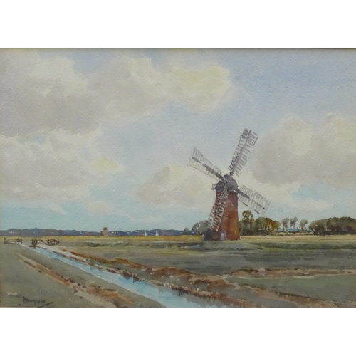 1012 - CHARLES E. HANNAFORD (1863-1955) A framed and glazed watercolour - 'Behind Ludham Mill'. Signed bott... 
