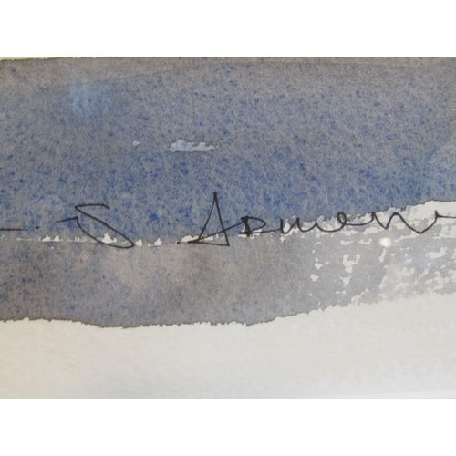 1015 - A watercolour of a street scene. Indistinctly signed lower right. Framed and glazed. 54cm x 73cm ima... 