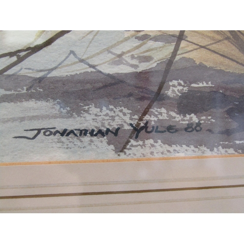 1027 - JONATHAN YULE (XX): A watercolour, fallen tree in waterlogged woodland, woodcock beside, 34cm x 51.5... 