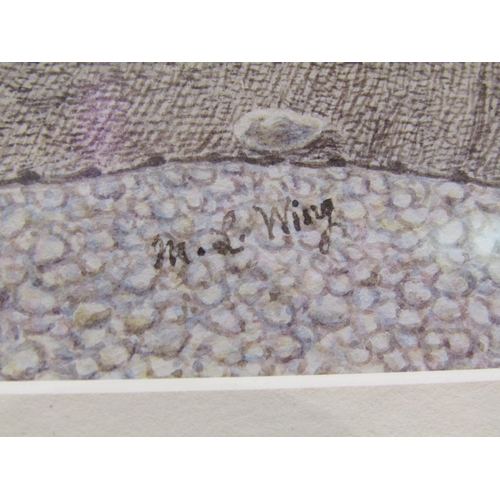 1037 - MISS M.L.WING (exhibited 1882-89): A watercolour of fishermen on the shore, signed lower right, fram... 