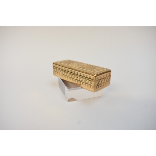 5068 - A Joseph Taylor Georgian Silver gilt snuff box with all over engraved decoration. the top monogramme... 