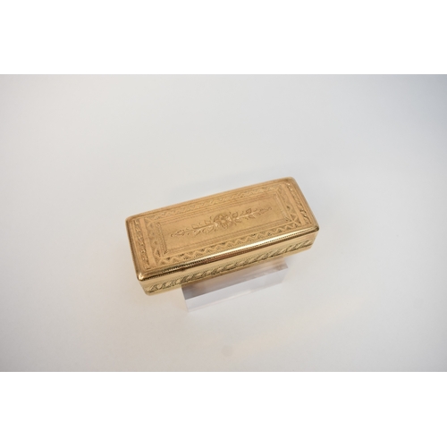 5068 - A Joseph Taylor Georgian Silver gilt snuff box with all over engraved decoration. the top monogramme... 