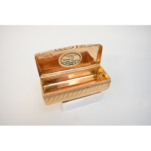 5068 - A Joseph Taylor Georgian Silver gilt snuff box with all over engraved decoration. the top monogramme... 