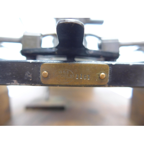 6203 - An M&E Models of Exmouth 'Special' tethered racing car, c.1947, the hand carved wooden body with ori... 