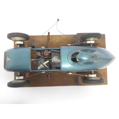 6203 - An M&E Models of Exmouth 'Special' tethered racing car, c.1947, the hand carved wooden body with ori... 
