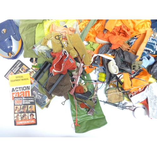 6026 - Two vintage Palitoy Action Man figures with blonde flock hair, a Hong Kong made Action Man style fig... 