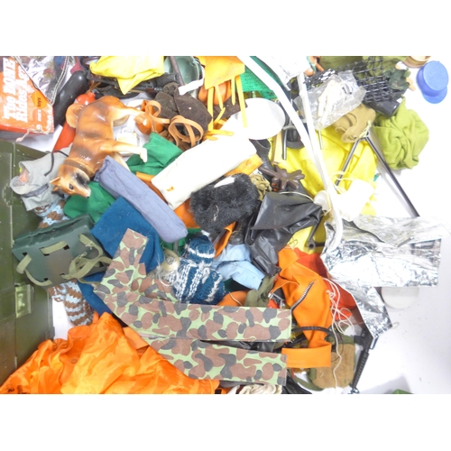 6026 - Two vintage Palitoy Action Man figures with blonde flock hair, a Hong Kong made Action Man style fig... 