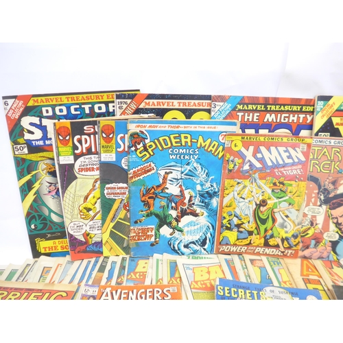 6031 - A mixed collection of bronze age comic books including Marvel Treasury Edition titles, 'Spider-Man C... 