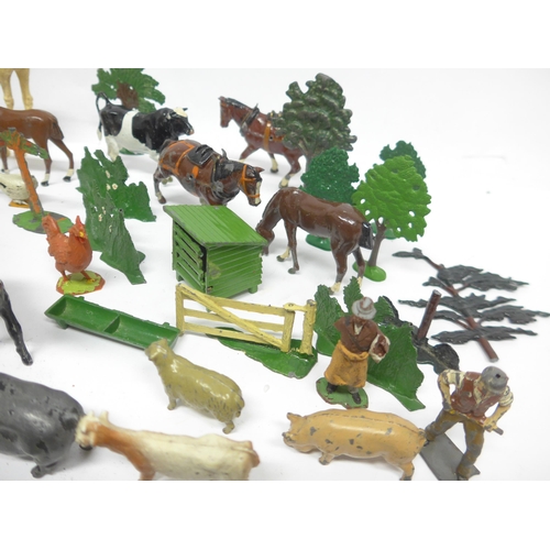 6052 - A collection of playworn Britains, FG Taylor & Sons and similar lead and plastic figures and accesso... 