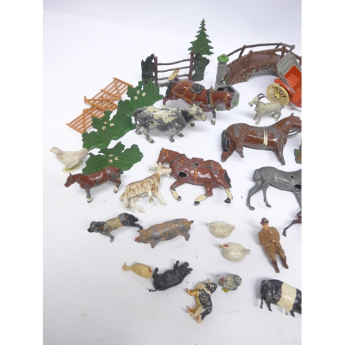 6052 - A collection of playworn Britains, FG Taylor & Sons and similar lead and plastic figures and accesso... 