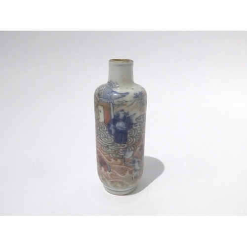 9017 - A snuff bottle decorated in imari palette depicting gods

7.7cm high

Provenance 
Henry Potter Steve... 