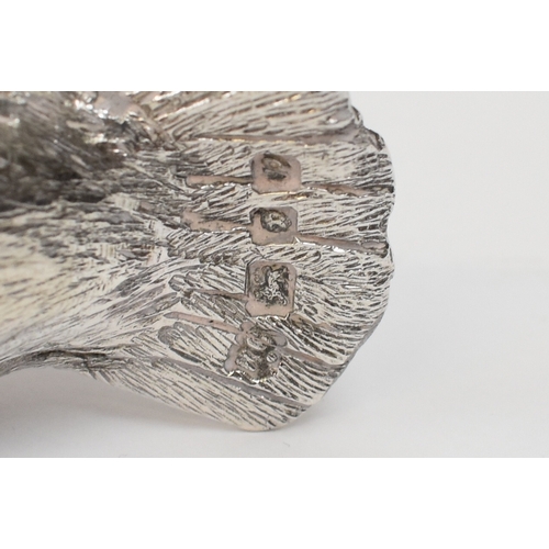 5036 - Two William Comyns & Sons Ltd silver partridges, London 1970.  6cm x 12cm and 5.5cm x 12.5cm.  390g