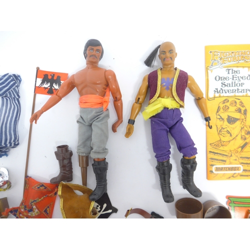 6027 - Two loose Matchbox Fighting Furies action figures to include Hook and Captain Peg Leg, with various ... 