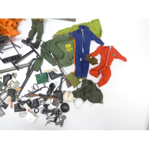 6028 - Two vintage playworn Palitoy Action Man figures with brown flock hair. Together with a boxed 34155 F... 