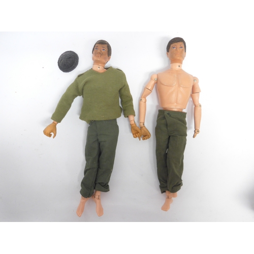 6028 - Two vintage playworn Palitoy Action Man figures with brown flock hair. Together with a boxed 34155 F... 