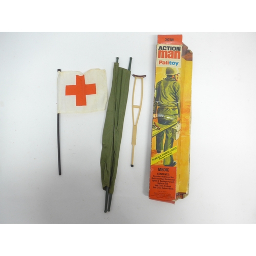 6028 - Two vintage playworn Palitoy Action Man figures with brown flock hair. Together with a boxed 34155 F... 