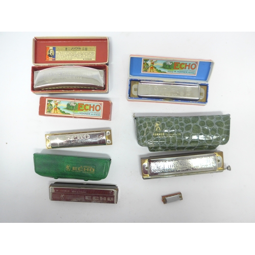 6048 - Five vintage cased Hohner harmonicas to include 'The Hohner Band', 'Echo Vamper' , 'The Echo', 'Echo... 