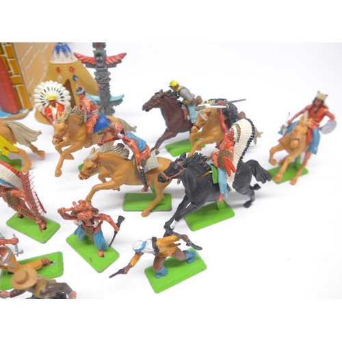 6057 - A collection of approximately forty-five Britains and Britains Deetail plastic figures including Kni... 