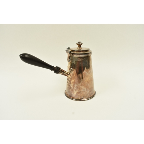 5045 - A Harrison Brothers & Howson silver chocolate pot with treen handle, Sheffield 1895, 12.5cm tall.  2... 