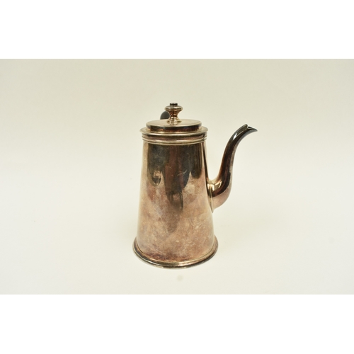 5045 - A Harrison Brothers & Howson silver chocolate pot with treen handle, Sheffield 1895, 12.5cm tall.  2... 