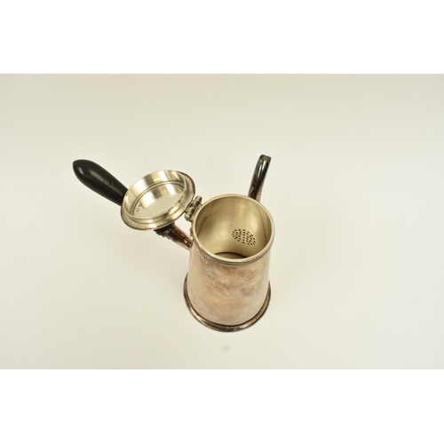 5045 - A Harrison Brothers & Howson silver chocolate pot with treen handle, Sheffield 1895, 12.5cm tall.  2... 