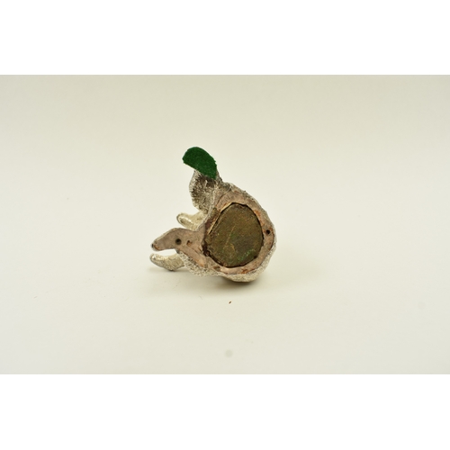 5037 - A hollow cast silver seated bear with its arms outstretched, London 1967, maker SMD, weighted base, ... 