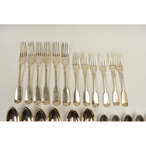 5105 - A B. Savory & Sons part silver canteen of cutlery comprising six large forks, six small forks, six d... 