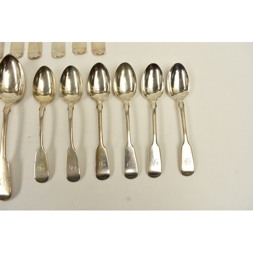 5105 - A B. Savory & Sons part silver canteen of cutlery comprising six large forks, six small forks, six d... 