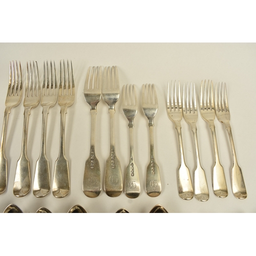5105 - A B. Savory & Sons part silver canteen of cutlery comprising six large forks, six small forks, six d... 