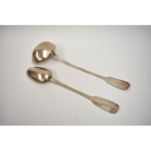 5094 - An Elizabeth Eaton silver soup serving ladle, London 1857 and Henry Hollard silver basting spoon, Lo... 