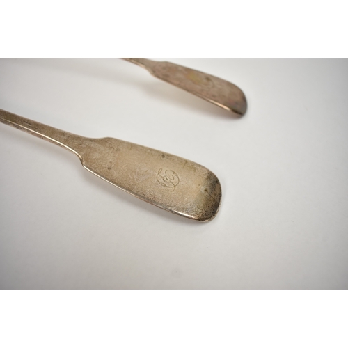 5094 - An Elizabeth Eaton silver soup serving ladle, London 1857 and Henry Hollard silver basting spoon, Lo... 